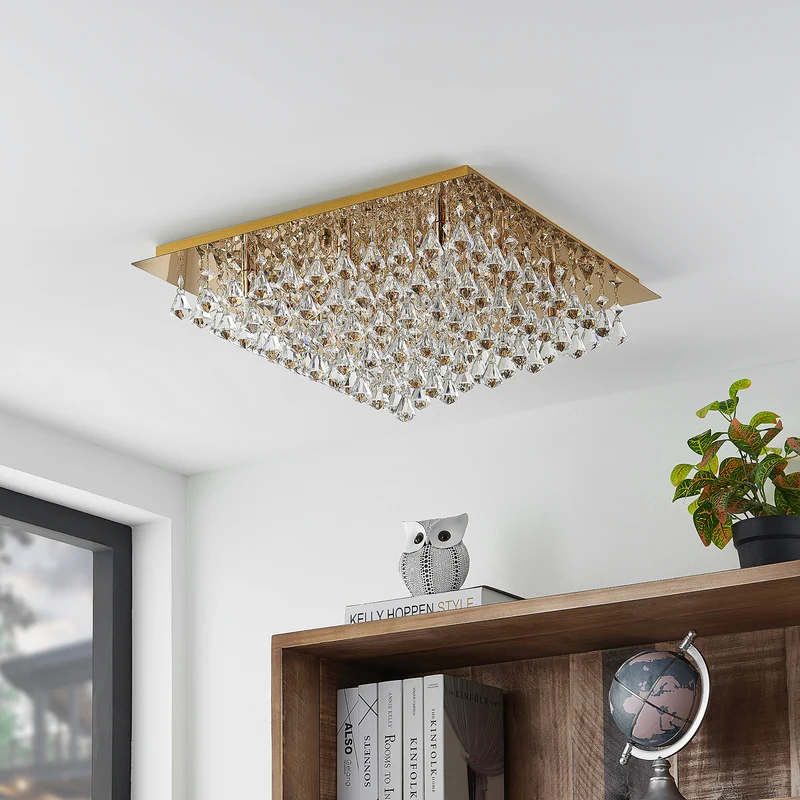 B-Ware Lindby Rimedia Kristall Deckenleuchte Deckenstrahler Gold 55 Cm Lampe Leuchte