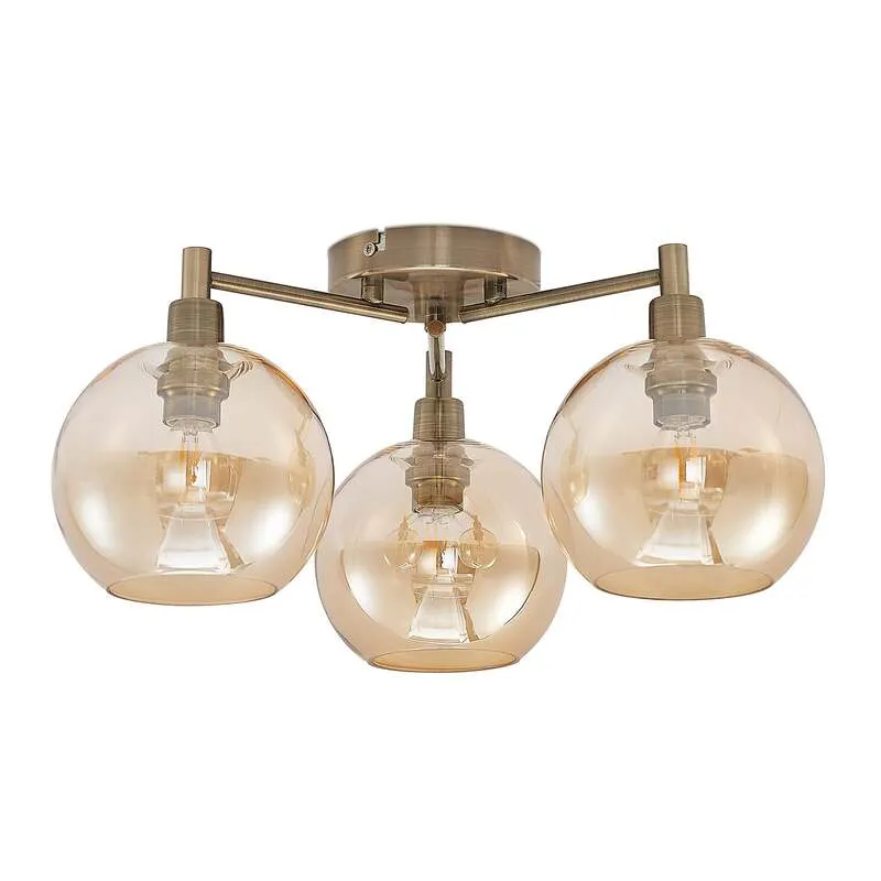 B-Ware Lindby Jemissa Deckenlampe 3-flammig amber dimmbar 21,5 cm Höhe 46 cm Durchme...
