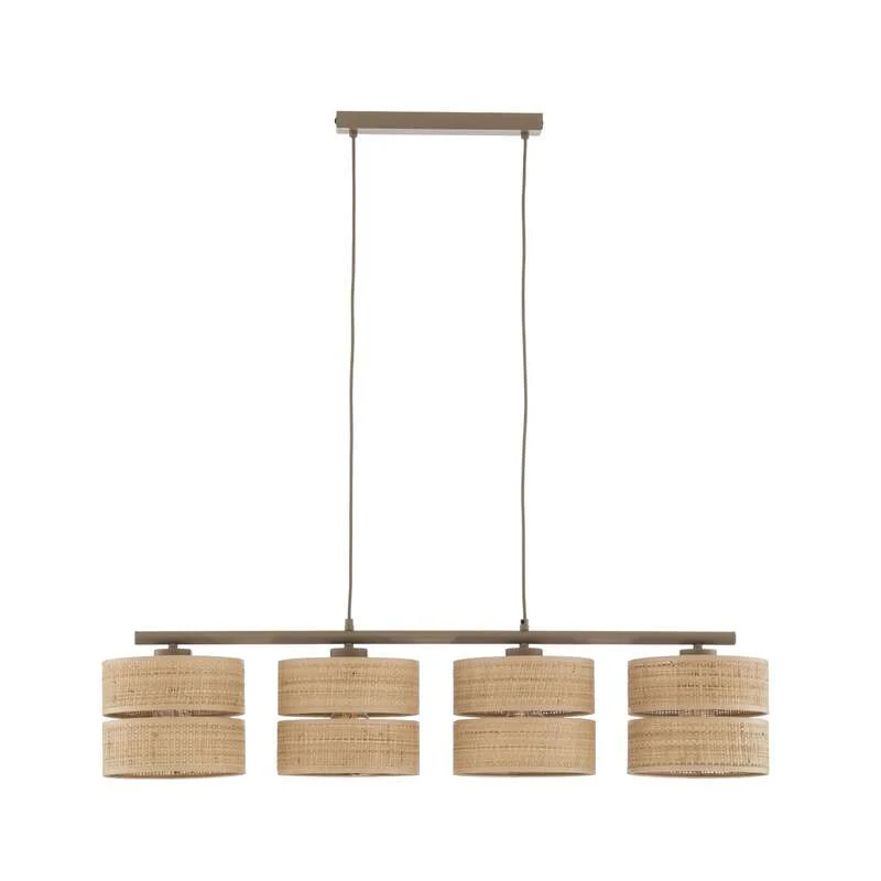 B-Ware Hängeleuchte Calma 4-flammig LED Pendelleuchte dimmbar beige 95cm aus Bast Licht