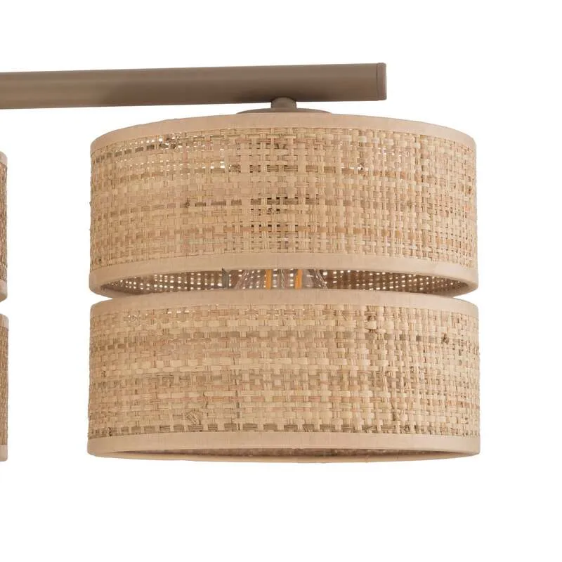 B-Ware Hängeleuchte Calma 4-flammig LED Pendelleuchte dimmbar beige 95cm aus Bast Licht