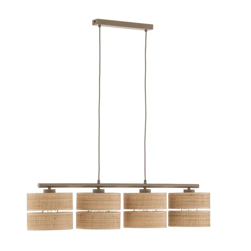 B-Ware Hängeleuchte Calma 4-flammig LED Pendelleuchte dimmbar beige 95cm aus Bast Licht