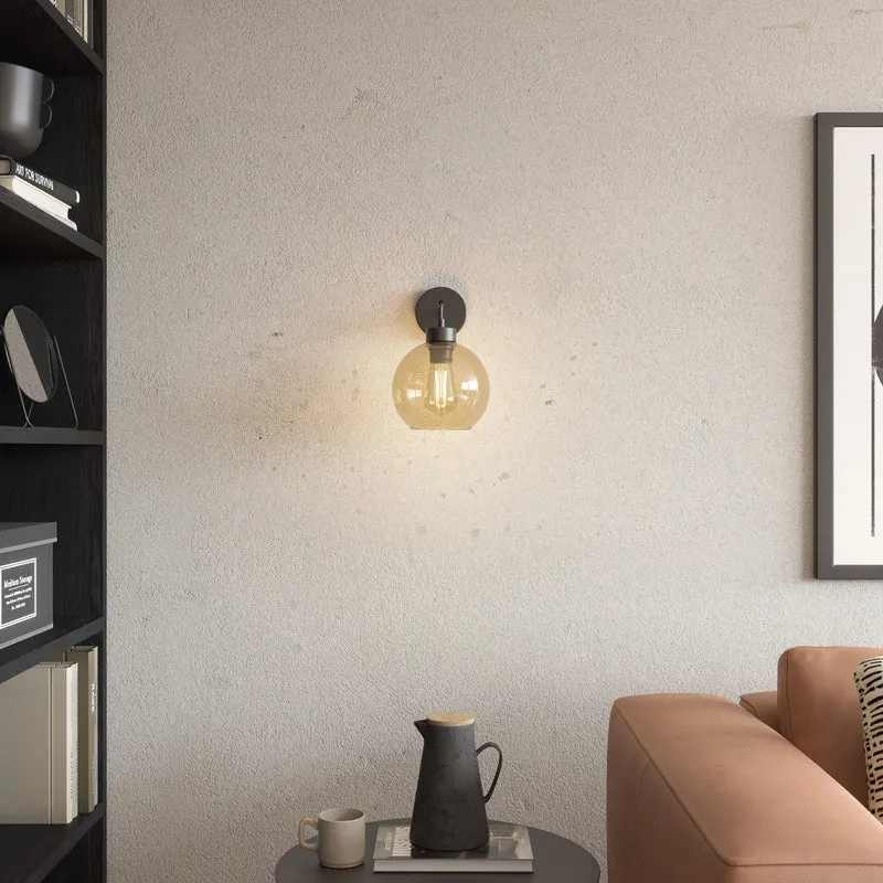B-Ware Wandleuchte Cubus schwarz bernstein E27 dimmbar Lampe Leuchte Ø18cm 30cm hoch