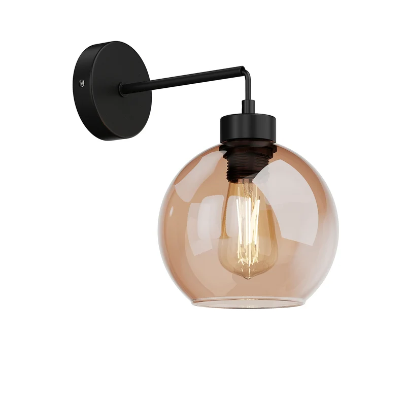 B-Ware Wandleuchte Cubus schwarz bernstein E27 dimmbar Lampe Leuchte Ø18cm 30cm hoch