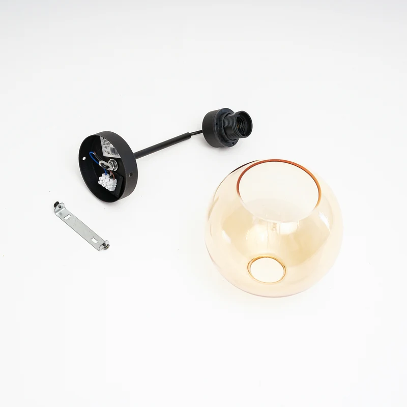 B-Ware Wandleuchte Cubus schwarz bernstein E27 dimmbar Lampe Leuchte Ø18cm 30cm hoch