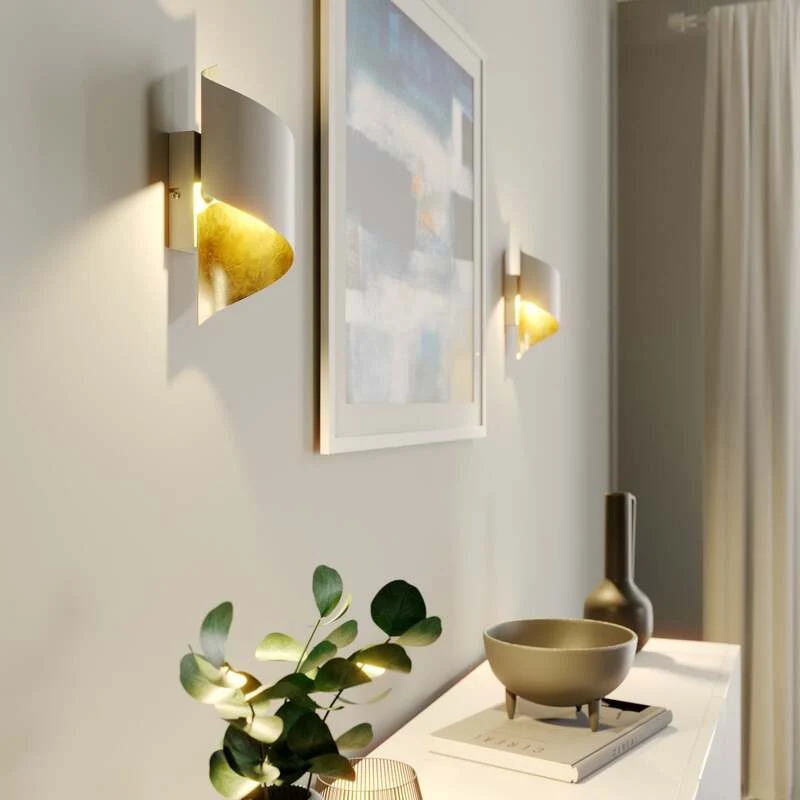 B-Ware Lindby Wandleuchte Desirio LED Wandlampe Metall dimmbar weiß gold 24cm 8cm