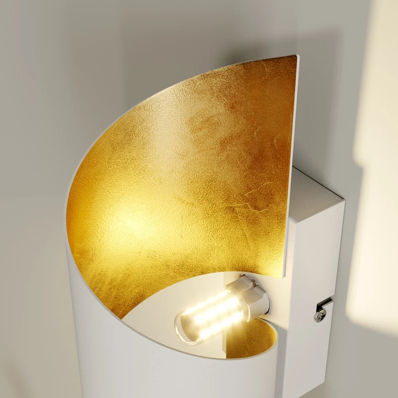 B-Ware Lindby Wandleuchte Desirio LED Wandlampe Metall dimmbar weiß gold 24cm 8cm