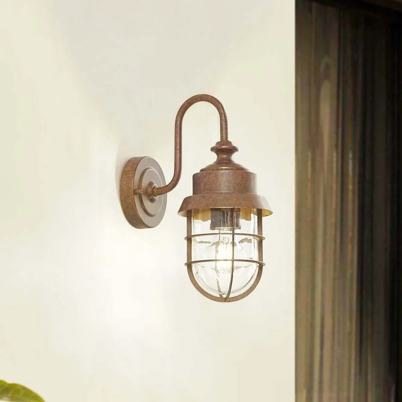 B-Ware Lindby Außenwandleuchte Adalie rostfarben LED Gartenlampe Wandleuchte IP44 31cm