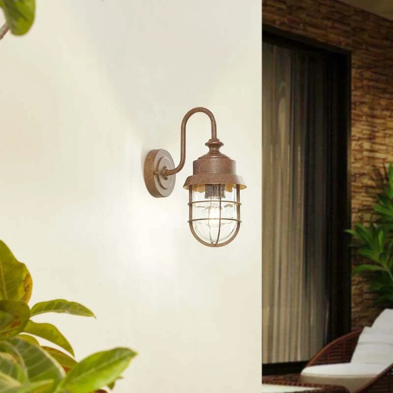B-Ware Lindby Außenwandleuchte Adalie rostfarben LED Gartenlampe Wandleuchte IP44 31cm