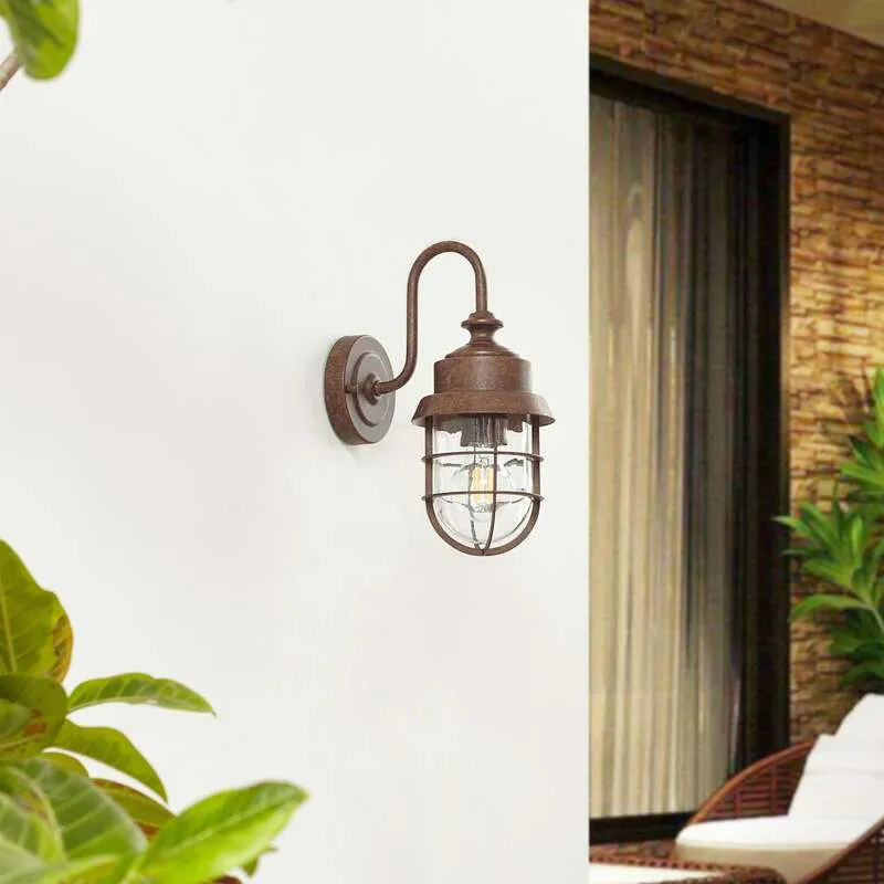 B-Ware Lindby Außenwandleuchte Adalie rostfarben LED Gartenlampe Wandleuchte IP44 31cm