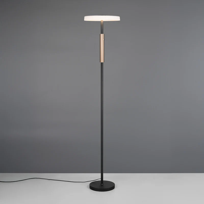 B-Ware Trio Lighting Stehlampe Standlampe LED Glas Metall Touchdim weiß braun 160 cm