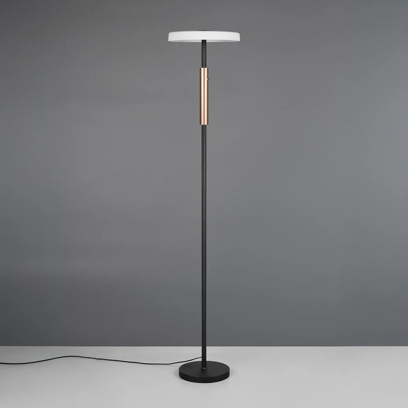 B-Ware Trio Lighting Stehlampe Standlampe LED Glas Metall Touchdim weiß braun 160 cm