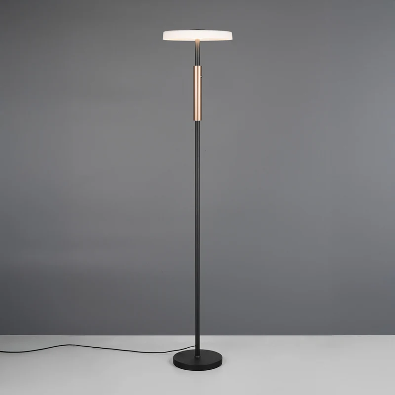 B-Ware Trio Lighting Stehlampe Standlampe LED Glas Metall Touchdim weiß braun 160 cm