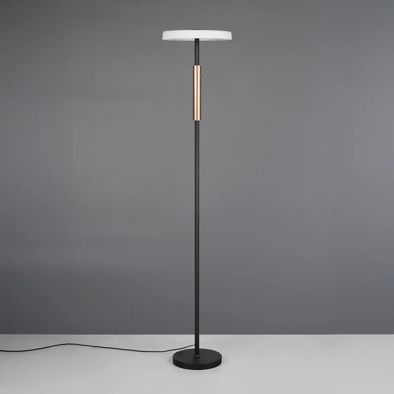 B-Ware Trio Lighting Stehlampe Standlampe LED Glas Metall Touchdim weiß braun 160 cm