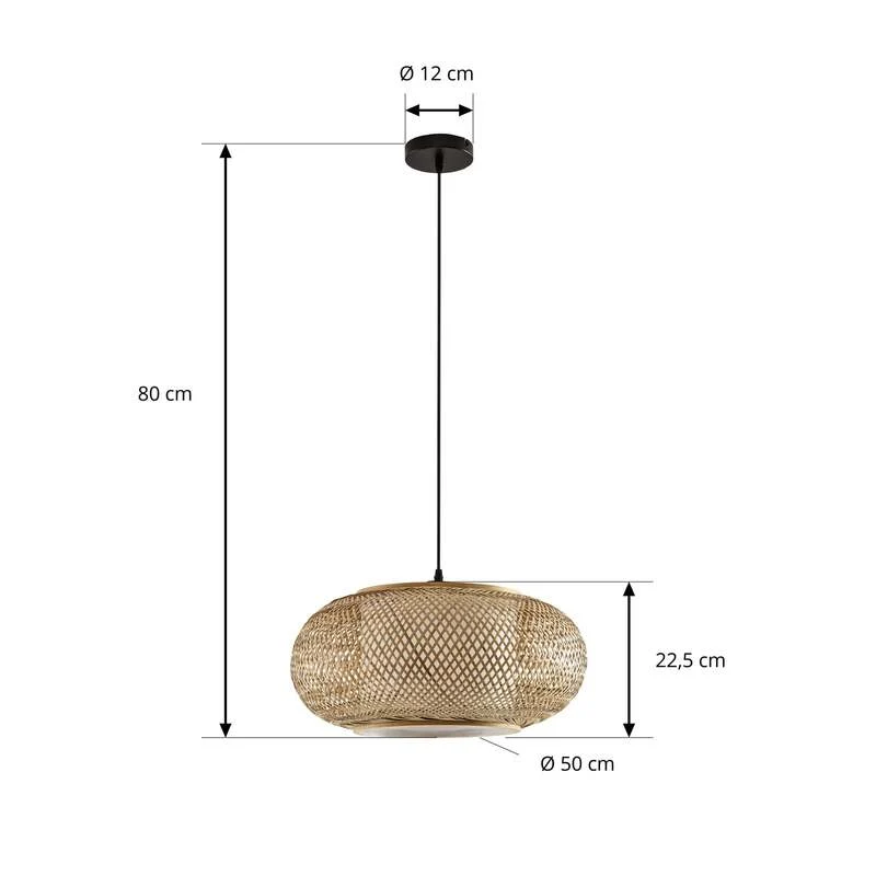 B-Ware Lindby Hängeleuchte Romaine LED Pendelleuchte Lampe dimmbar natur Ø50cm schwarz