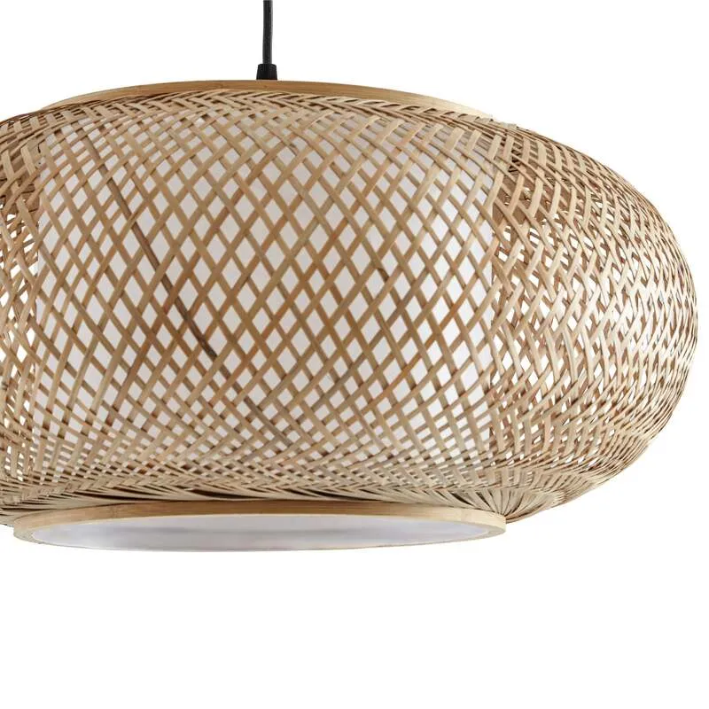 B-Ware Lindby Hängeleuchte Romaine LED Pendelleuchte Lampe dimmbar natur Ø50cm schwarz