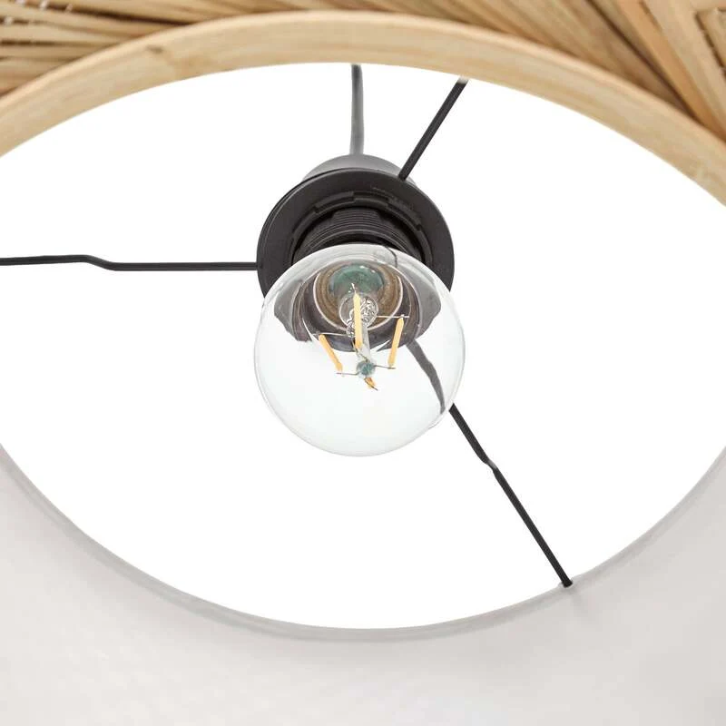 B-Ware Lindby Hängeleuchte Romaine LED Pendelleuchte Lampe dimmbar natur Ø50cm schwarz