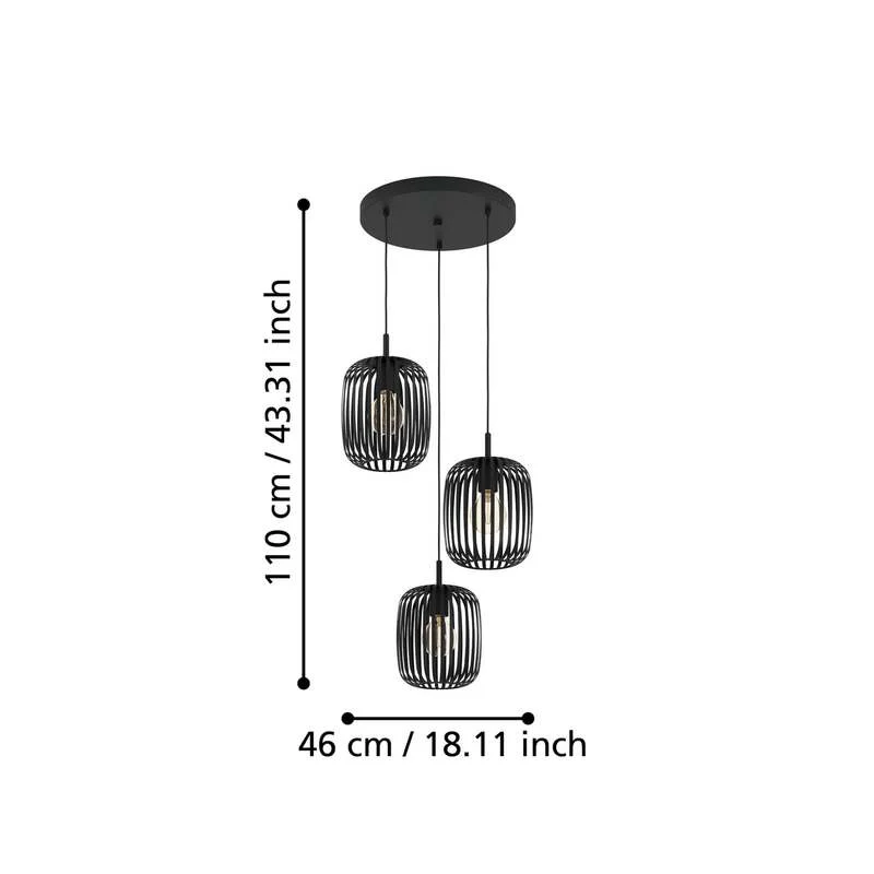 B-Ware Hängeleuchte Romazzina Ø 46 cm schwarz 3-flg Stahl dimmbar von Eglo