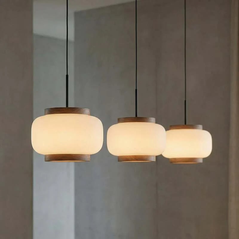 B-Ware Quitani Hängelampe Hängeleuchte Shiro LED Pendelleuchte dimmbar weiß walnuss