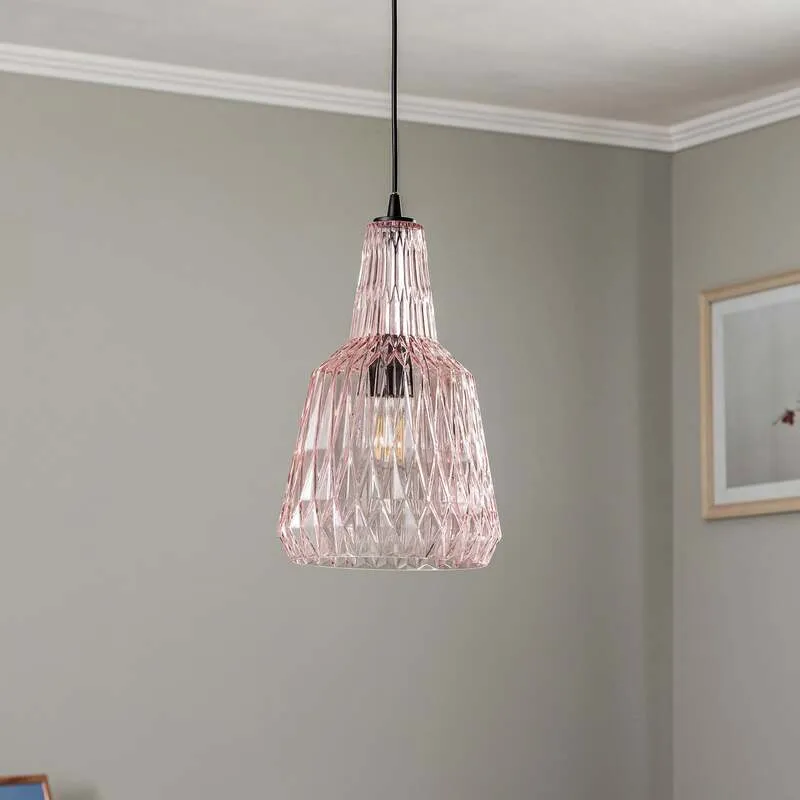 B-Ware Lindby Hängeleuchte Belarion LED Pendelleuchte Lampe dimmbar pink 35cm Höhe