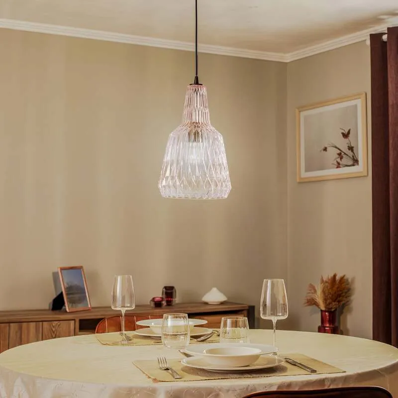 B-Ware Lindby Hängeleuchte Belarion LED Pendelleuchte Lampe dimmbar pink 35cm Höhe