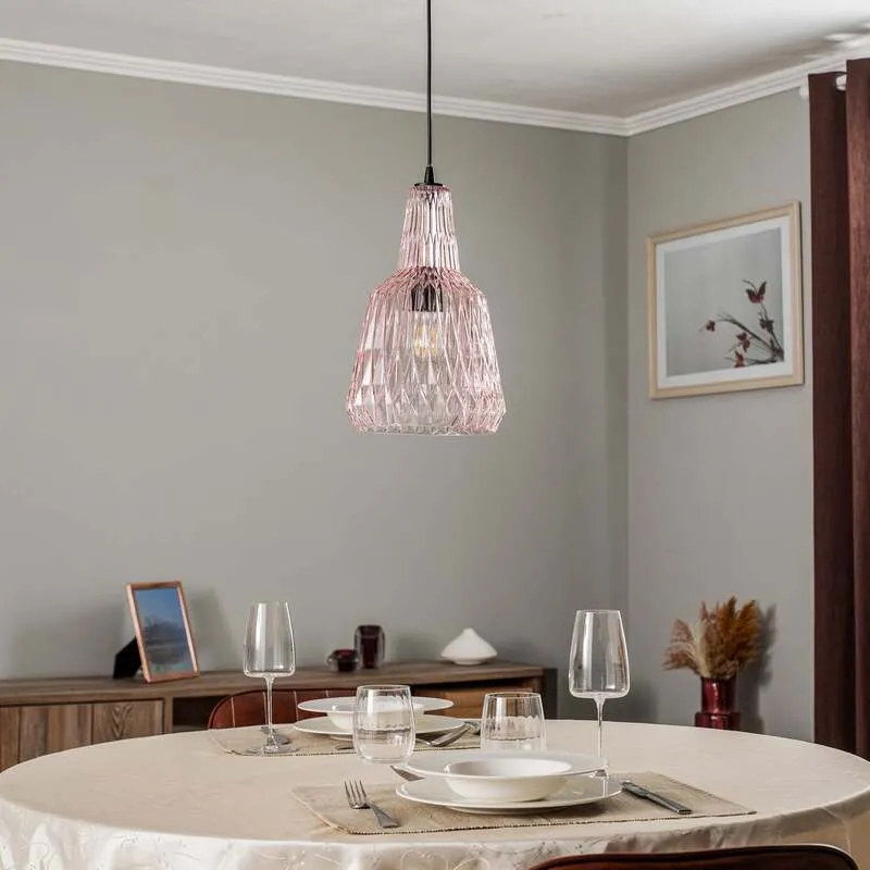 B-Ware Lindby Hängeleuchte Belarion LED Pendelleuchte Lampe dimmbar pink 35cm Höhe