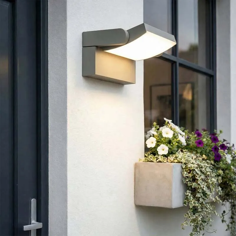 B-Ware Lindby Außenwandleuchte Sherin LED Gartenlampe schwenkbar IP54 hellgrau 3000K