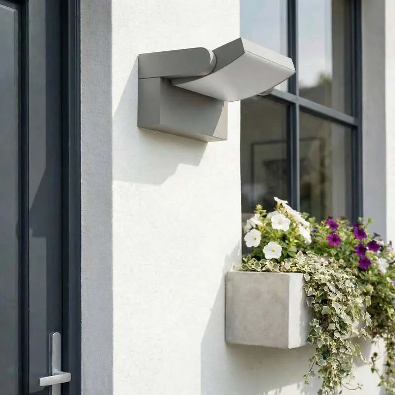 B-Ware Lindby Außenwandleuchte Sherin LED Gartenlampe schwenkbar IP54 hellgrau 3000K