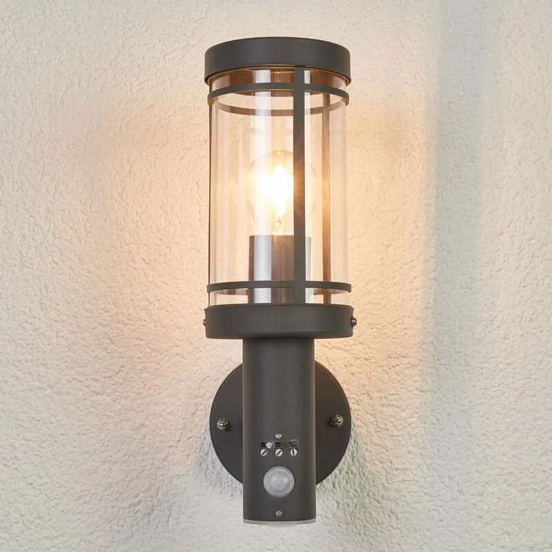 B-Ware Lindby Außenwandleuchte Djori LED Gartenlampe mit Bewegungsmelder anthrazit IP44