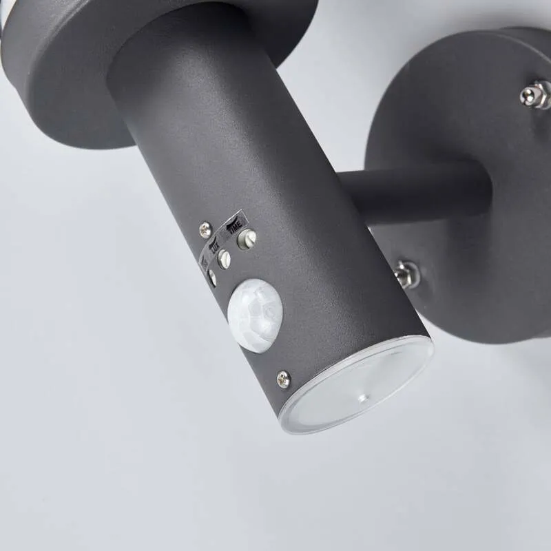 B-Ware Lindby Außenwandleuchte Djori LED Gartenlampe mit Bewegungsmelder anthrazit IP44