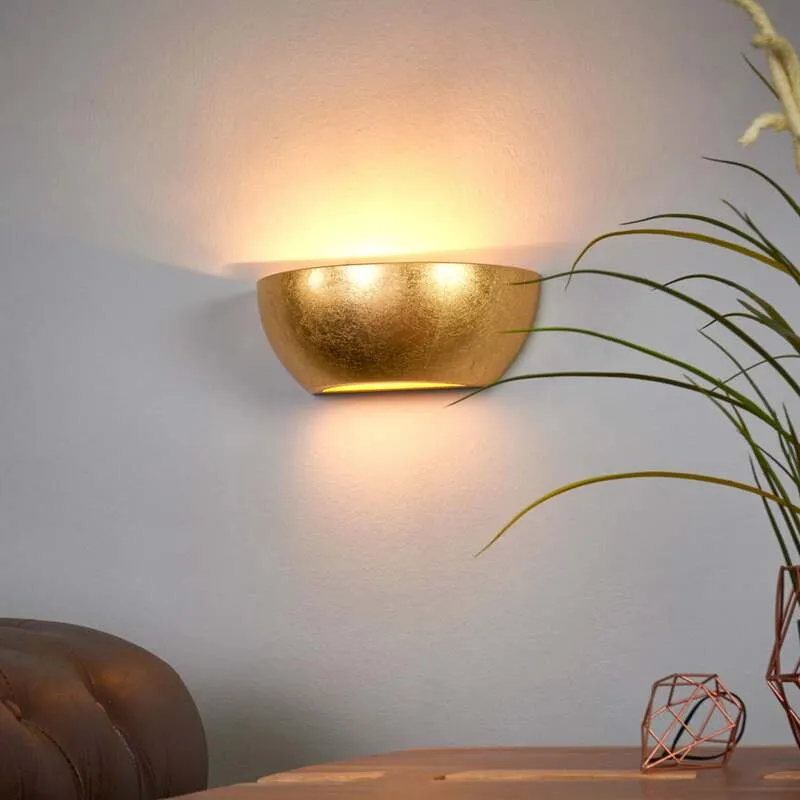 B-Ware Lindby Wandleuchte Hängeleuchte Kolja LED Wandlampe Lampe dimmbar gold 25cm