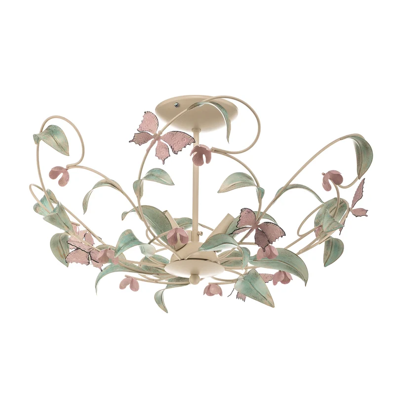 B-Ware Deckenlampe BUTTERFLY LED 3-flammig dimmbar creme grün rosé Ø 64 cm Edelstahl