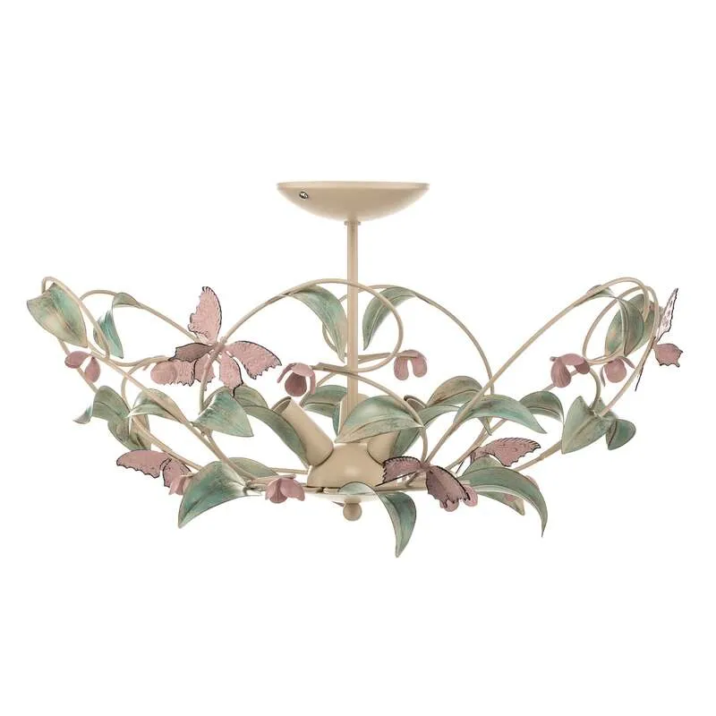 B-Ware Deckenlampe BUTTERFLY LED 3-flammig dimmbar creme grün rosé Ø 64 cm Edelstahl