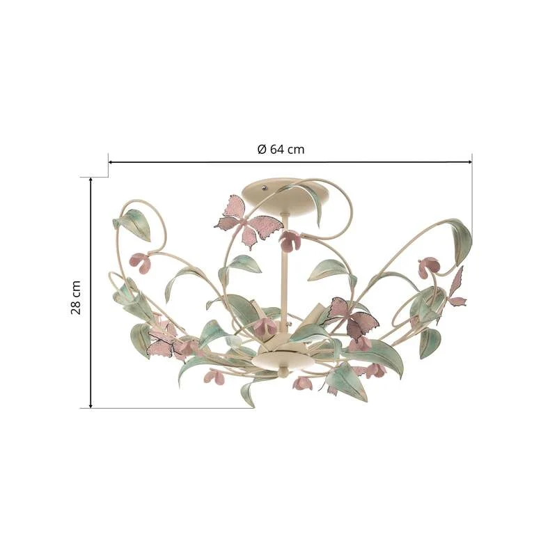 B-Ware Deckenlampe BUTTERFLY LED 3-flammig dimmbar creme grün rosé Ø 64 cm Edelstahl