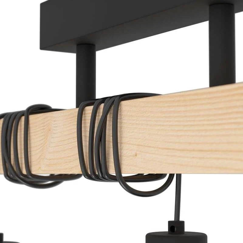 B-Ware Deckenleuchte Townshend 5 schwarz creme 3 Käfigschirme E27 60W IP20 55cm