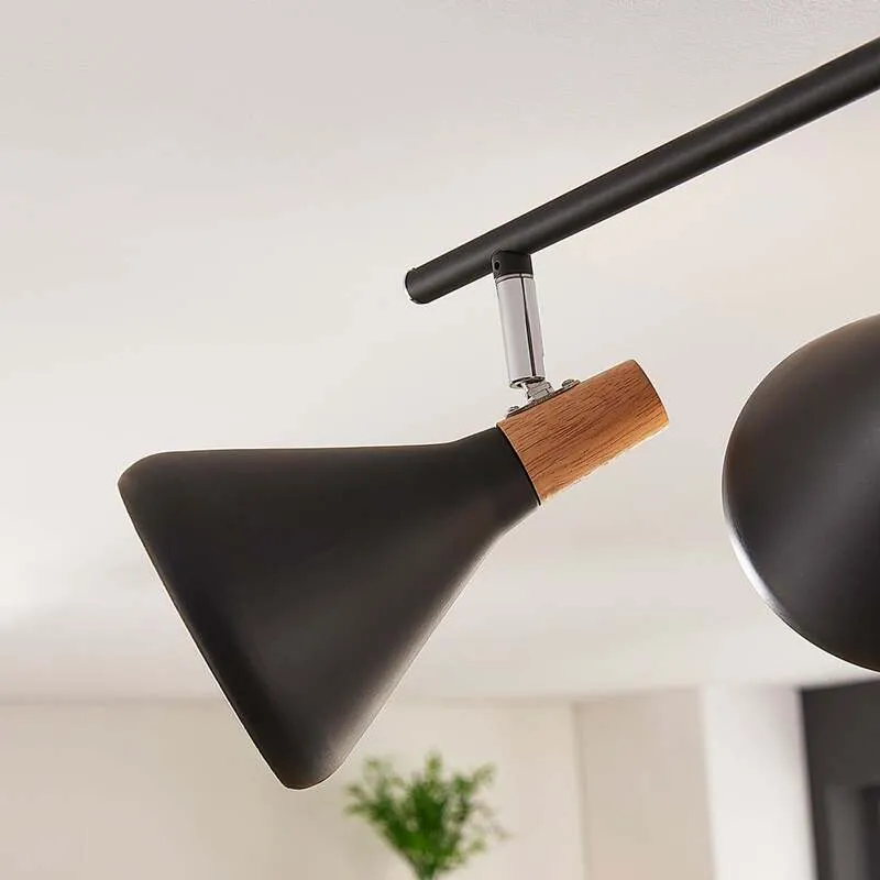 B-Ware Lindby Deckenleuchte Lampe Arina Schwarz Metall Holz 4 flammig Wohnzimmer Esszim
