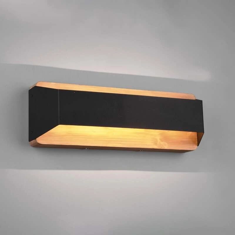 B-Ware Wandleuchte Wandlampe Trio Lighting Arino LED schwarz matt Metall Holz dimmbar