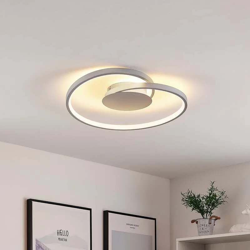 B-Ware Lucande Deckenlampe LED Enesa dimmbar 21W warmweiß silber Ø46cm 1100 Lumen