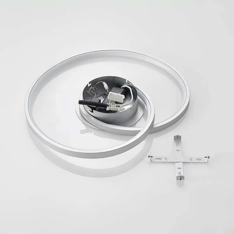 B-Ware Lucande Deckenlampe LED Enesa dimmbar 21W warmweiß silber Ø46cm 1100 Lumen
