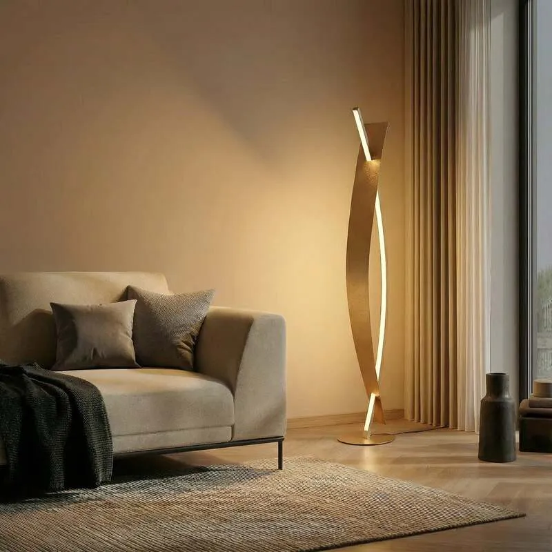 B-Ware Lucande Stehleuchte Lampe Marija LED dimmbar goldfarben 140cm warmweiß 3000K