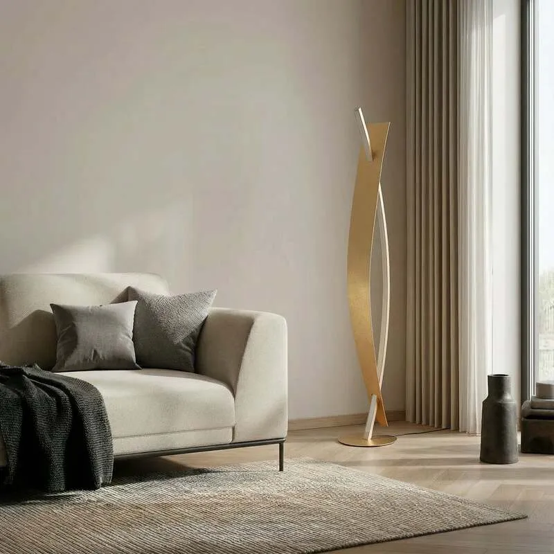B-Ware Lucande Stehleuchte Lampe Marija LED dimmbar goldfarben 140cm warmweiß 3000K