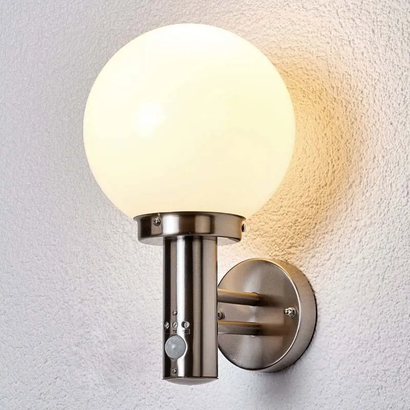 B-Ware Lindby Außenwandleuchte Nada Edelstahl Gartenlampe Bewegungsmelder IP44 E27 LED