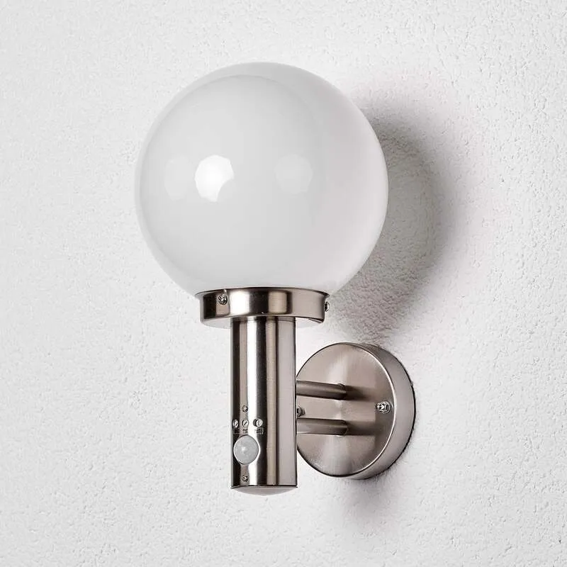 B-Ware Lindby Außenwandleuchte Nada Edelstahl Gartenlampe Bewegungsmelder IP44 E27 LED