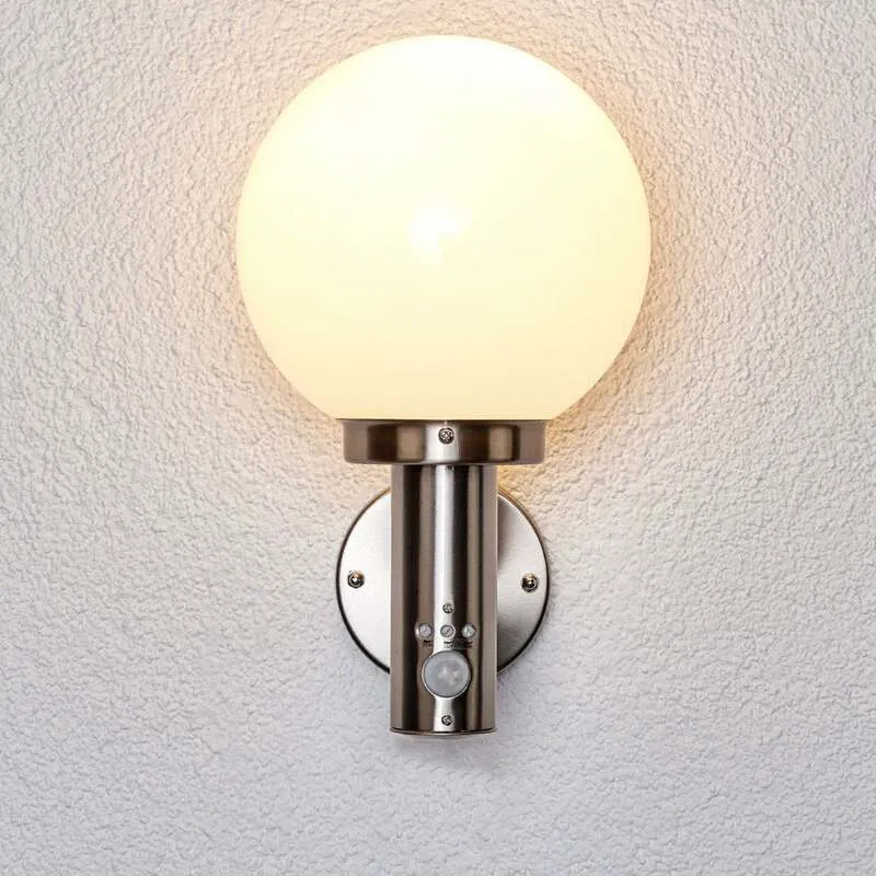 B-Ware Lindby Außenwandleuchte Nada Edelstahl Gartenlampe Bewegungsmelder IP44 E27 LED