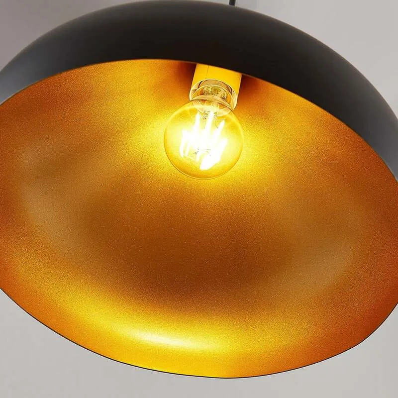 B-Ware Lindby Hängelampe Hängeleuchte Ritana LED Pendelleuchte Lampe schwarz-gold Ø31cm