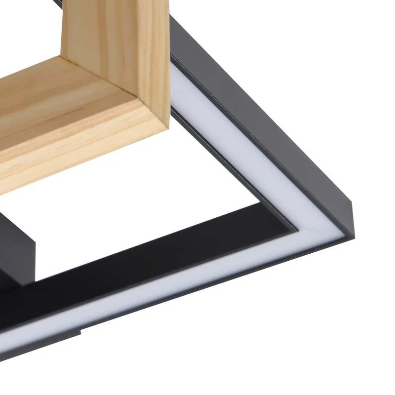 B-Ware Lindby Deckenleuchte Lampe Led Schwarz Holz Aluminium Kunststoff Holamu 46cm542