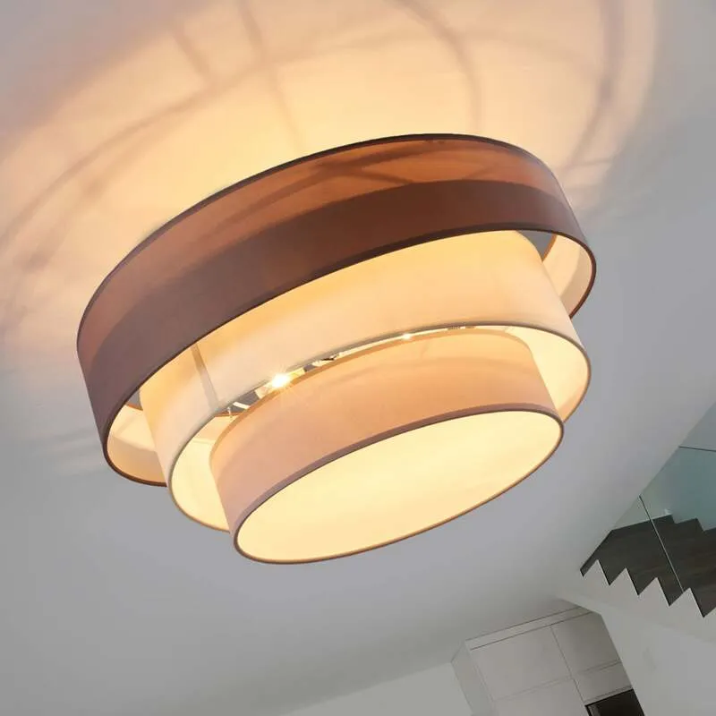 B-Ware Lindby Deckenleuchte Deckenlampe Melia LED braun grau 56cm Leuchte Lampe