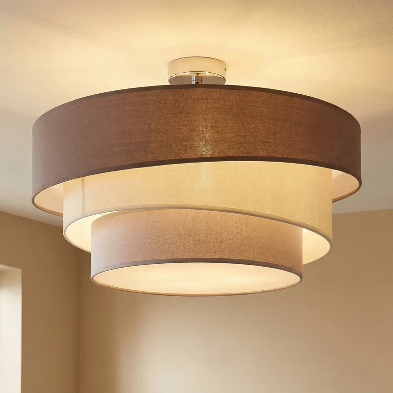 B-Ware Lindby Deckenleuchte Deckenlampe Melia LED braun grau 56cm Leuchte Lampe