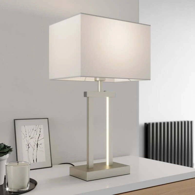B-Ware Lindby Tischleuchte Lampe Sigurd LED dimmbar weiß nickel 54cm Höhe 32cm Breite