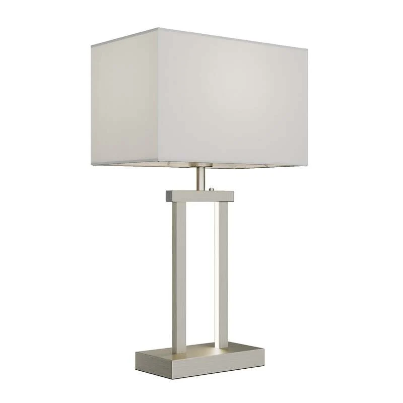 B-Ware Lindby Tischleuchte Lampe Sigurd LED dimmbar weiß nickel 54cm Höhe 32cm Breite
