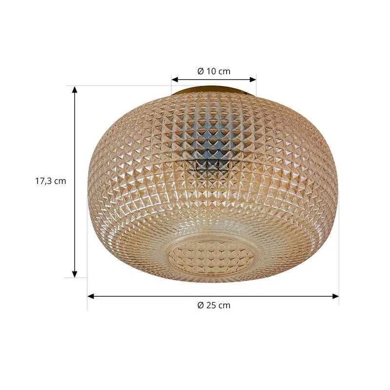 B-Ware Lindby Deckenleuchte Hildur Ø 25 cm amber Glas dimmbar E27 IP20